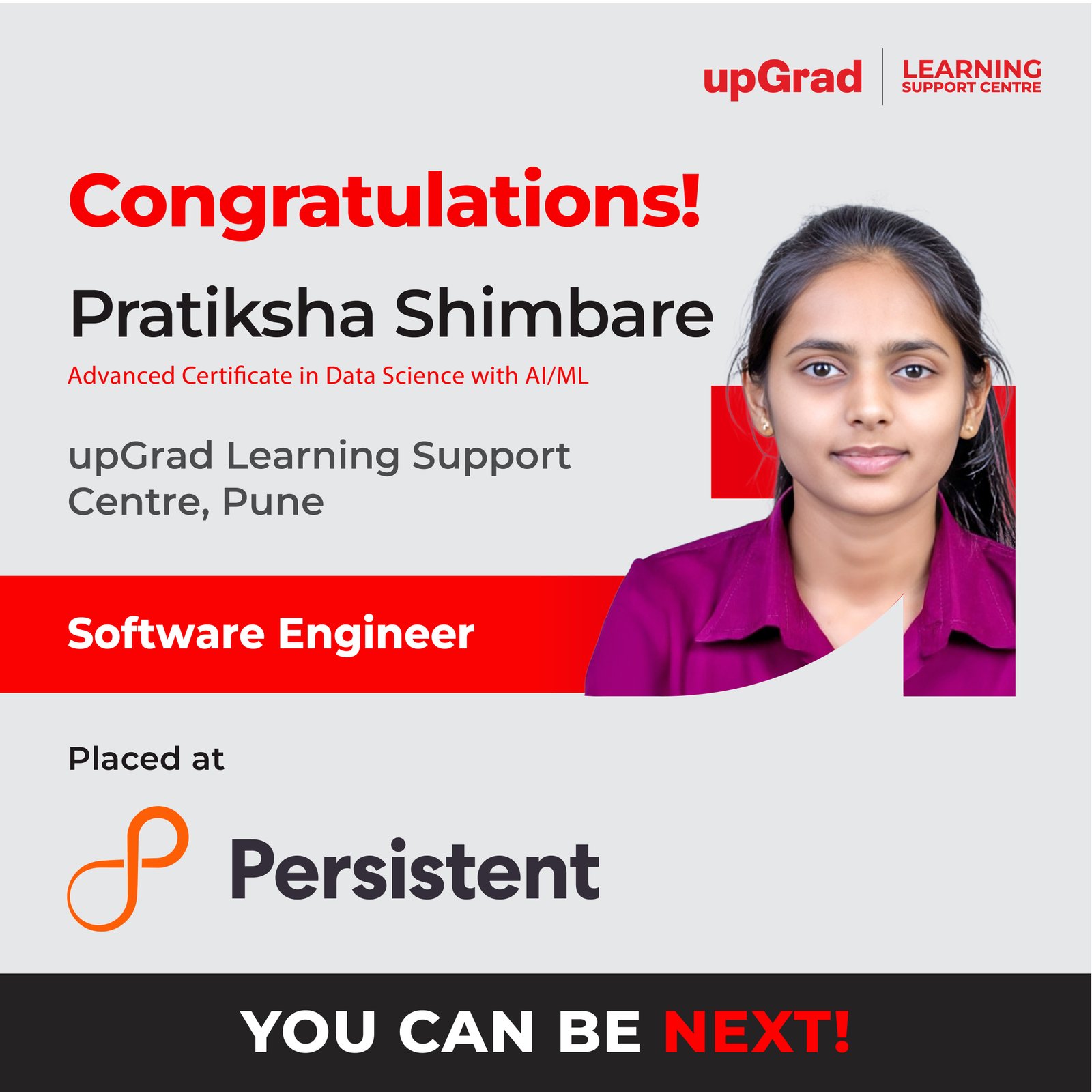 Pratiksha Shimbare placed at Persistent